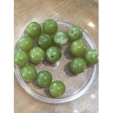 Бусина - Змеевик - 6 мм - шарик, гладкий, цвет - зелёный горошек