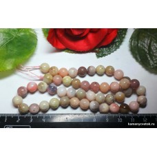Бусина - Опал розовый - дендритовый - 8 мм - шарик - гладкий