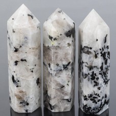 Кристалл из Лунного камня с включением Турмалина (80-90 гр, Лунный камень, Индия, Гладкий/Граненый, 85-90 мм, Миксовый)
